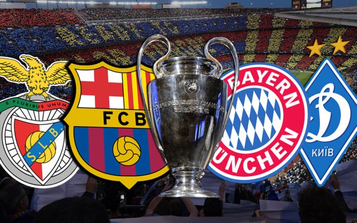 A view of the Camp Nou stadium during the UEFA Champions League quarter final second leg match betwe