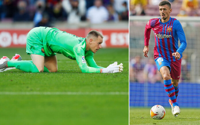 Marc-Andre ter Stegen, Clement Lenglet, FC Barcelona Marc-Andre ter Stegen, Clement Lenglet, FC Barcelona