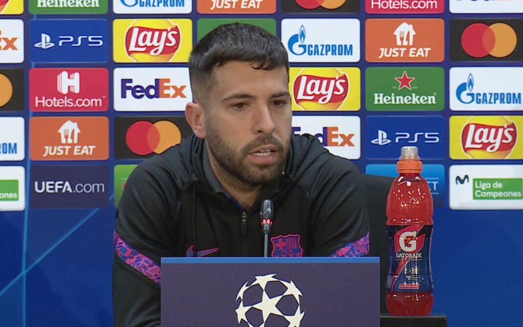 Jordi Alba sprach auf der Pressekonferenz vor der Champions-League-Partie zwischen dem FC Barcelona und Benfica Lissabon.