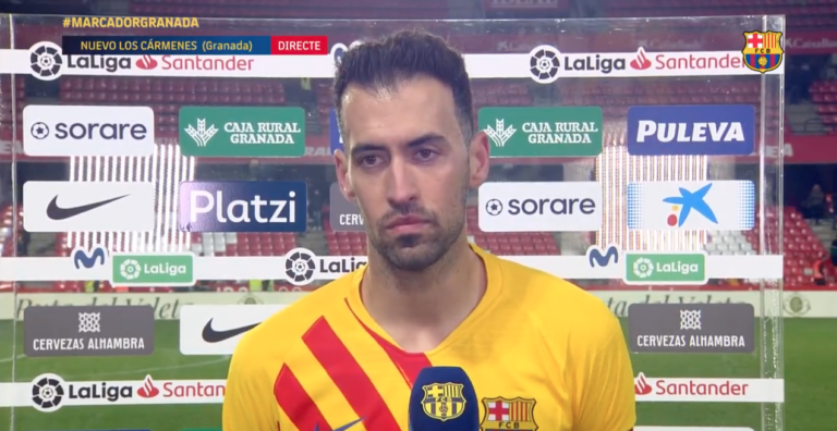 Sergio Busquets nach dem 1:1 des FC Barcelona beim FC Granada.