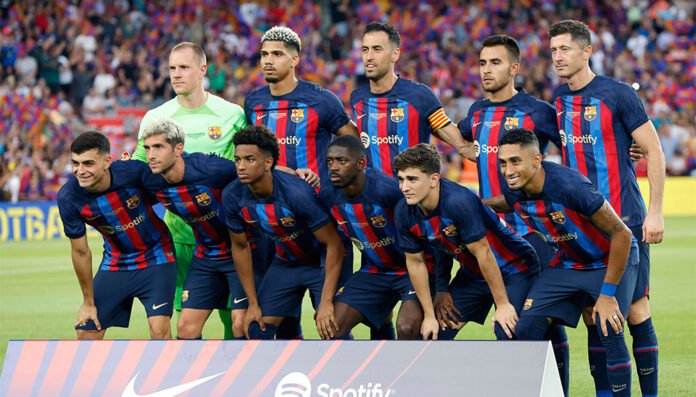 Barcelona team group, Mannschaftsbild, Totale line-up (Barcelona), AUGUST 7, 2022 - Football / Soccer : Trofeo Joan Gamp