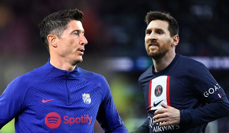 Robert Lewandowski Lionel Messi FC Barcelona