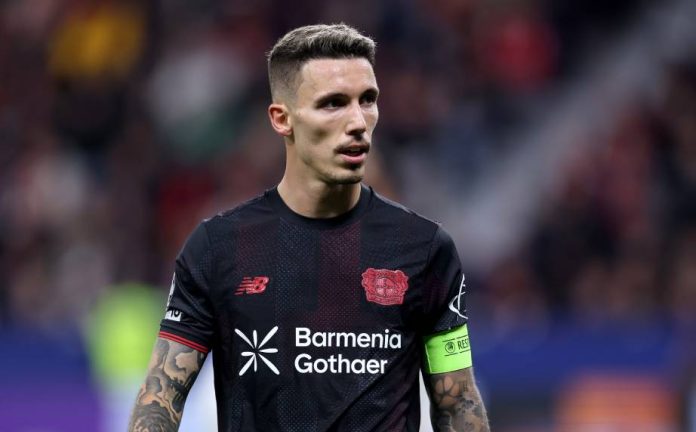 Bayer 04 Leverkusen v PSV Eindhoven - UEFA Champions League 2025/26 League Phase MD2 Alejandro Grimaldo