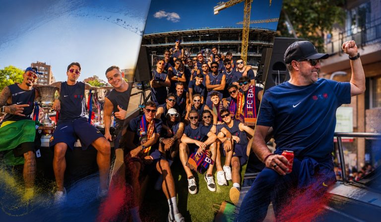Busparade durch die Stadt: Barça feiert sich und seine Meisterschaft
